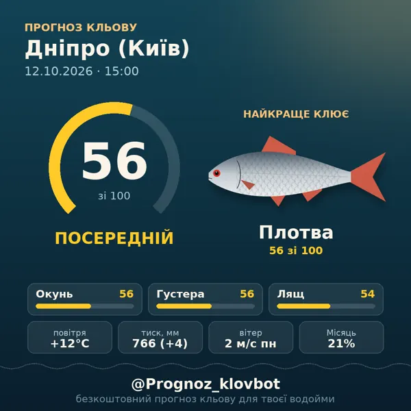 Картинка-прогноз з бота: Дніпро (Київ), індекс 56