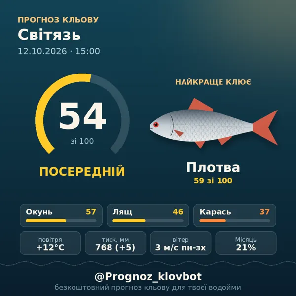 Картинка-прогноз з бота: Світязь, індекс 54